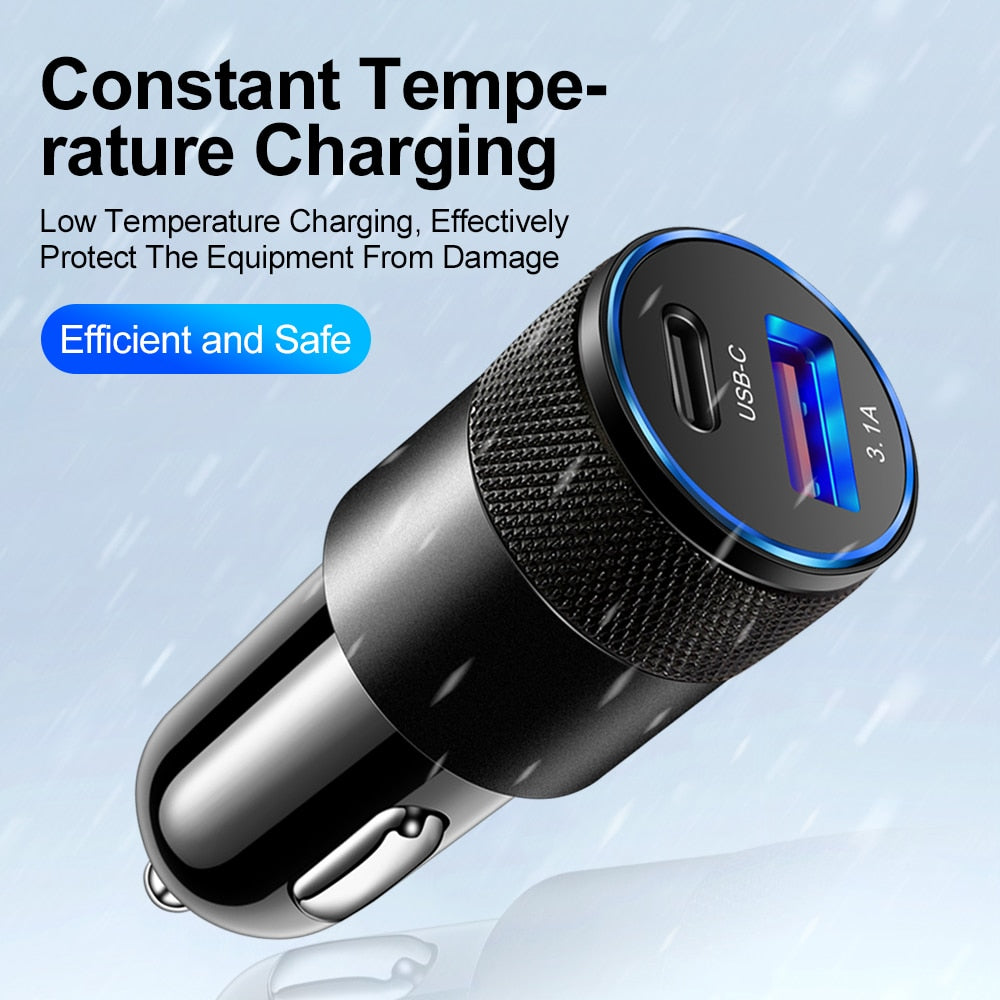 70W PD Car FAST Charger USB 3.1A - USB Type C Apple/Android - More Store Club