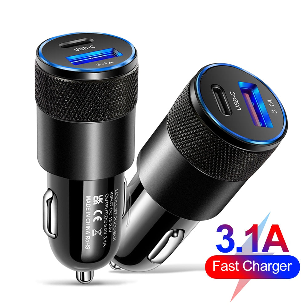 70W PD Car FAST Charger USB 3.1A - USB Type C Apple/Android - More Store Club